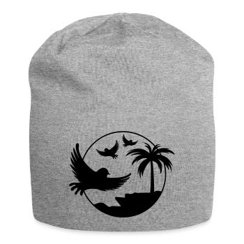 Paradise Birds - Jersey Beanie - heather grey - Front