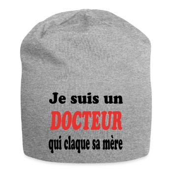 JE SUIS UN DOCTEUR QUI CLAQUE SA MERE 723 - Bonnet en jersey - gris chiné - Devant
