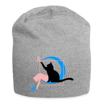 The cat Leonardo Da Vinci style in circle square - Jersey Beanie - heather grey - Front