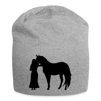 Woman with horse - Jersey Beanie - heather grey - Front