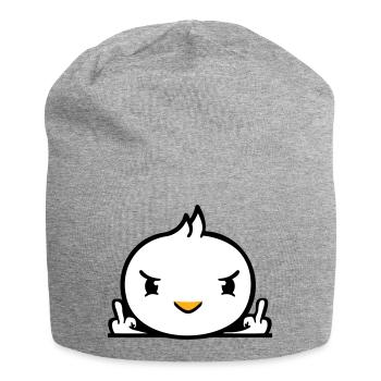Bird evil middle finger showing bad boy behind fence - Jersey Beanie - heather grey - Front