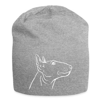 Bullterrier Kopf im Profil - Jersey-Beanie - Grau meliert - Vorne