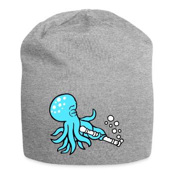 Oktopus Flöte Musik spielen Bläschen unter Wasser - Jersey-Beanie - Grau meliert - Vorne