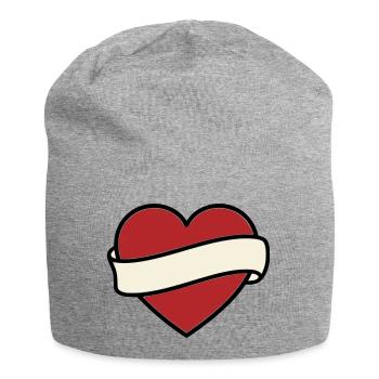 Tattoo Heart Banner Scroll Vector - Jersey Beanie - heather grey - Front