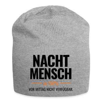 Nachtmensch zu 100% - Jersey-Beanie - Grau meliert - Vorne