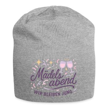Mädelsabend Glow – Wir bleiben Jung - Jersey-Beanie - Grau meliert - Vorne