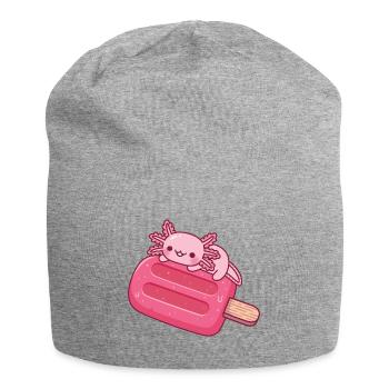 Cute Axolotl Chilling On Red Icelolly - Jersey Beanie - heather grey - Front