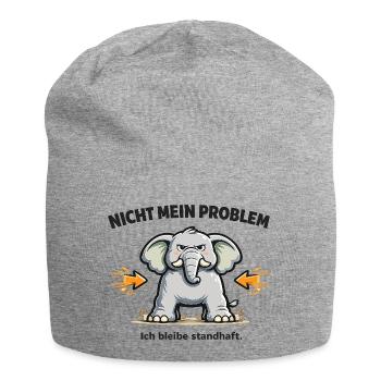 Nicht mein Problem – standhafter Elefant - Jersey-Beanie - Grau meliert - Vorne