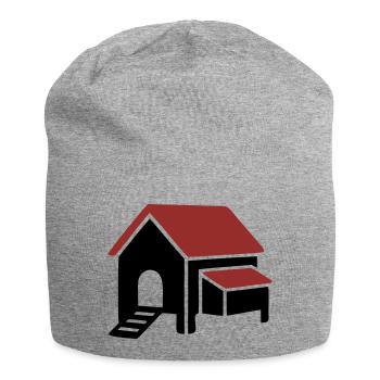 Chicken coop farm icon - Jersey Beanie - heather grey - Front