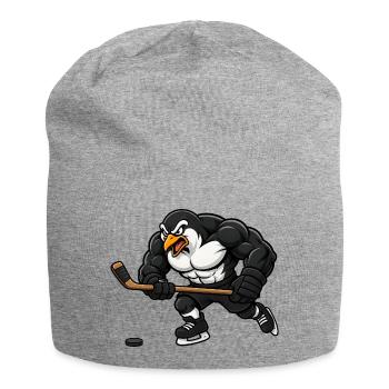 Pinguin Eishockey Spieler Comic Motiv - Jersey-Beanie - Grau meliert - Vorne