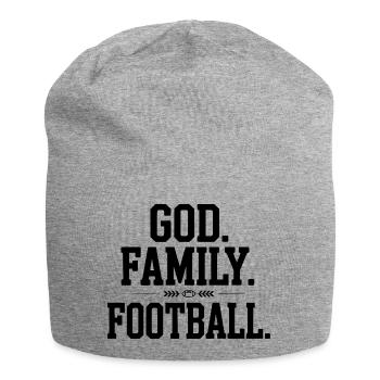Gott. Familie. Fußball. - Jersey-Beanie - Grau meliert - Vorne