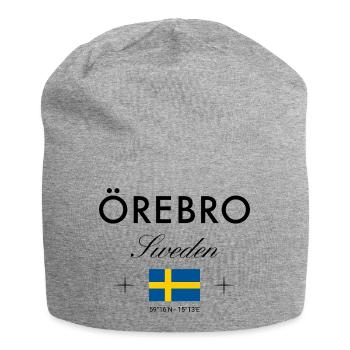 Örebro Sweden Coordinates Travel Souvenir - Jersey Beanie - heather grey - Front