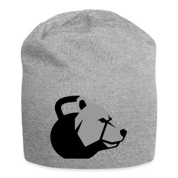 dynamic bear head with kettlebell - Jersey Beanie - heather grey - Front