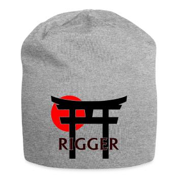 Rigger unter Torii und roter Sonne (weiß) - Jersey-Beanie - Grau meliert - Vorne