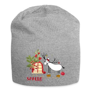 Hirsch im Winterwald - Jersey-Beanie - Grau meliert - Vorne