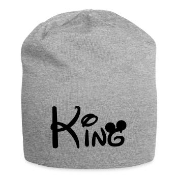 Pärchen Design! King - Queen! - Jersey-Beanie - Grau meliert - Vorne