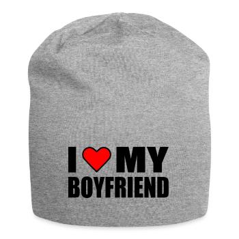 I love my boyfriend - Bonnet en jersey - gris chiné - Devant