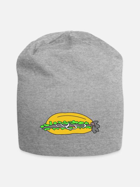 Fischbrötchen ohne Spruch - Jersey-Beanie - Grau meliert
