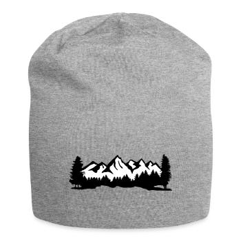 Mountains with snow, forest and trees - Jersey Beanie - heather grey - Front
