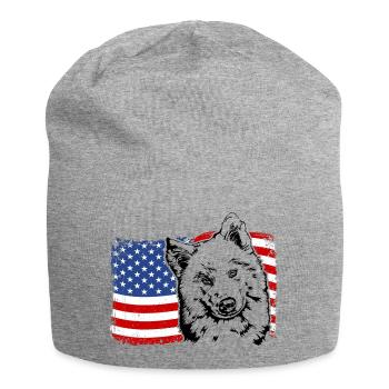 Samoyed America Flag Dog Dogs Wilsigns - Jersey Beanie - heather grey - Front