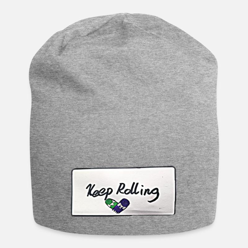Keep rolling weiß - Jersey-Beanie - Grau meliert