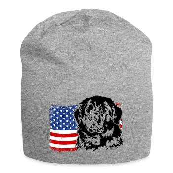 Neufundländer Amerika Fahne Hunde Wilsigns - Jersey-Beanie - Grau meliert - Vorne