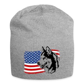 Siberian Husky Amerika Fahne Hund Hunde Wilsigns - Jersey-Beanie - Grau meliert - Vorne