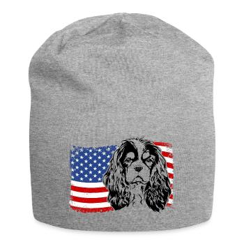 Cavalier King Charles Spaniel America Flag Dogs - Jersey Beanie - heather grey - Front