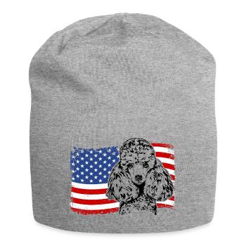 Zwergpudel Amerika Fahne Hunde Wilsigns - Jersey-Beanie - Grau meliert - Vorne
