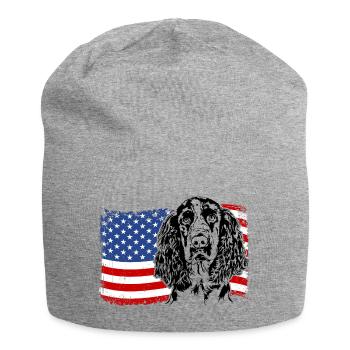English Springer Spaniel America Flag Dog Dogs - Jersey Beanie - heather grey - Front
