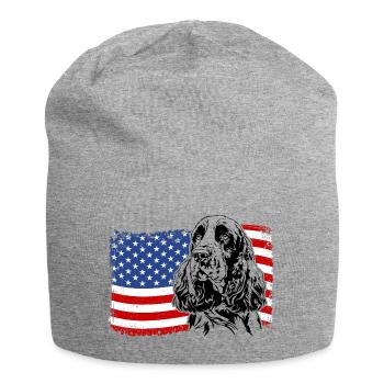 English Springer Spaniel America Flag Dog Dogs - Jersey Beanie - heather grey - Front