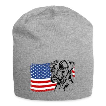 BOXER America Flag Dogs Dog Wilsigns - Jersey Beanie - heather grey - Front