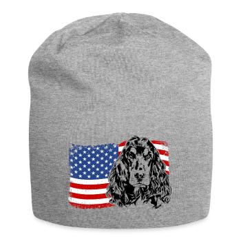 Cocker Spaniel Amerika Fahne Hunde Wilsigns - Jersey-Beanie - Grau meliert - Vorne