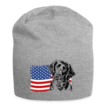 Großer Münsterländer Amerika Fahne Hunde Wilsigns - Jersey-Beanie - Grau meliert - Vorne
