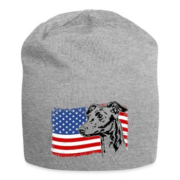 Italian Greyhound America Flag Dogs - Jersey Beanie - heather grey - Front