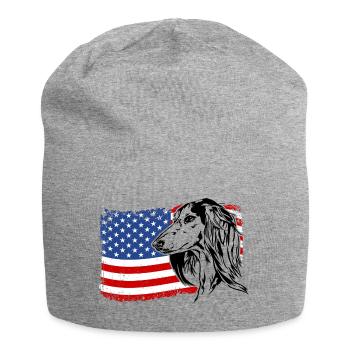 Saluki America Flag Dog Dogs Wilsigns - Jersey Beanie - heather grey - Front