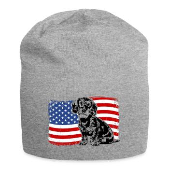 teckel à poil dur amérique flag chiens chiens wilsigns - Bonnet en jersey - gris chiné - Devant