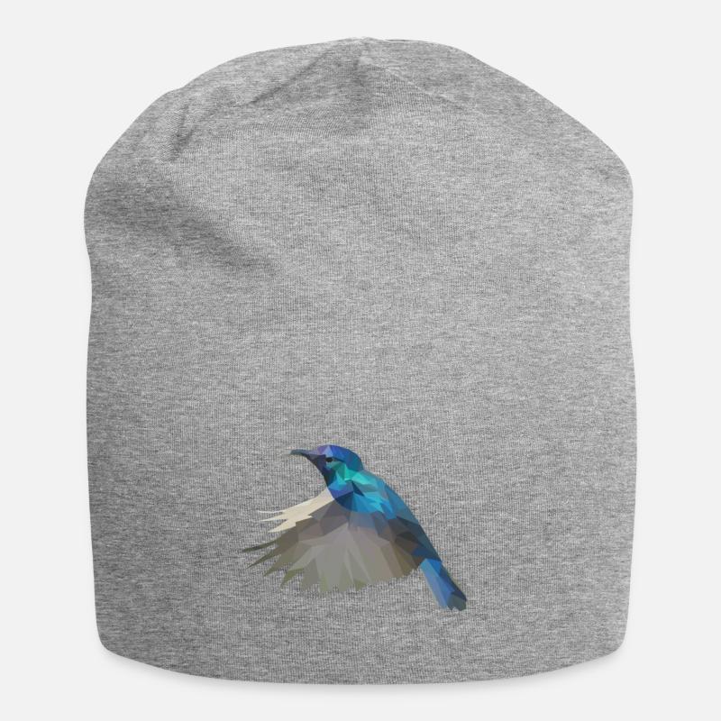 Low Poly Kolibri - Jersey-Beanie - Grau meliert