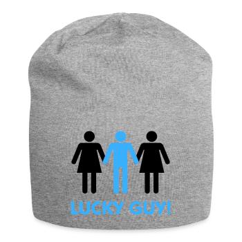 Ich bin ein glücklicher Mann! - Jersey-Beanie - Grau meliert - Vorne