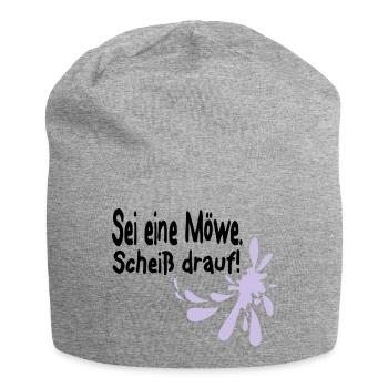 Möwen Scheiß drauf--3 - Jersey-Beanie - Grau meliert - Vorne