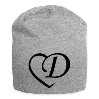 Love letter D. - Jersey Beanie - heather grey - Front