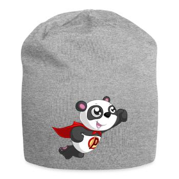 Superhero Panda - Jersey Beanie - heather grey - Front