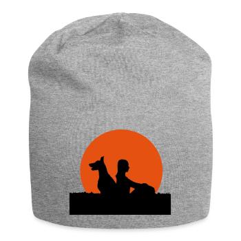 Cadeau fille amant animal chien lever de soleil - Bonnet en jersey - gris chiné - Devant