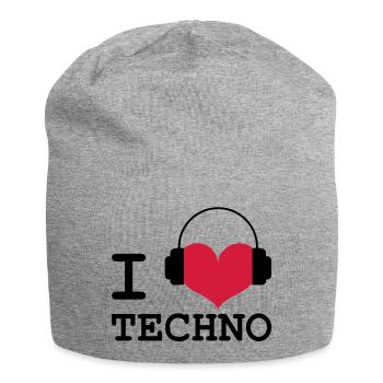 I Love Techno! - Jersey Beanie - heather grey - Front