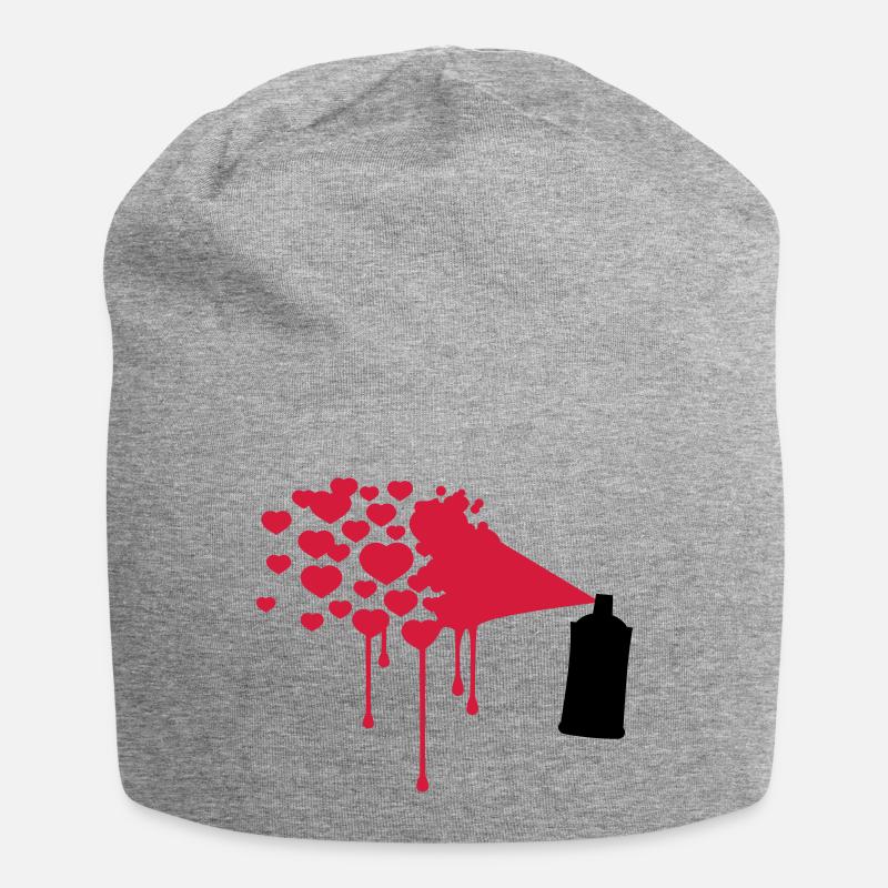 Herz Graffiti - Jersey-Beanie - Grau meliert