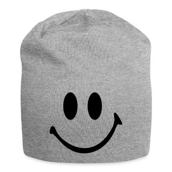 Smiley - Jersey-Beanie - Grau meliert - Vorne