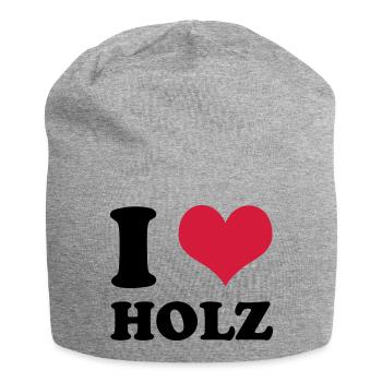 I love wood - Jersey Beanie - heather grey - Front