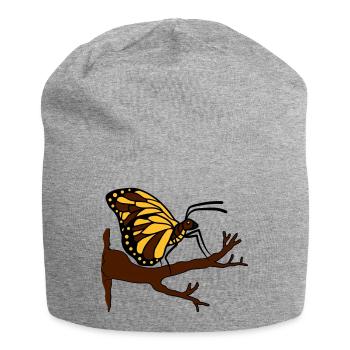 schmetterling auf ast baum wald insekt fluegel - Jersey-Beanie - Grau meliert - Vorne