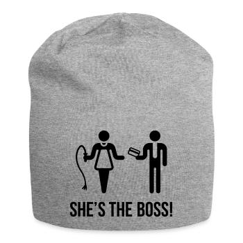 She's The Boss! (Wife & Husband) - Jersey Beanie - heather grey - Front
