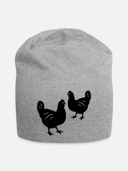 Hühner - Jersey-Beanie - Grau meliert